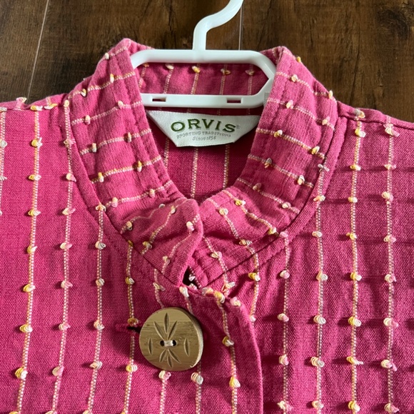 Vintage Orvis Women’s Size S Pink Short Blazer Jacket Barbie Button Shoulder Pad - Picture 5 of 12